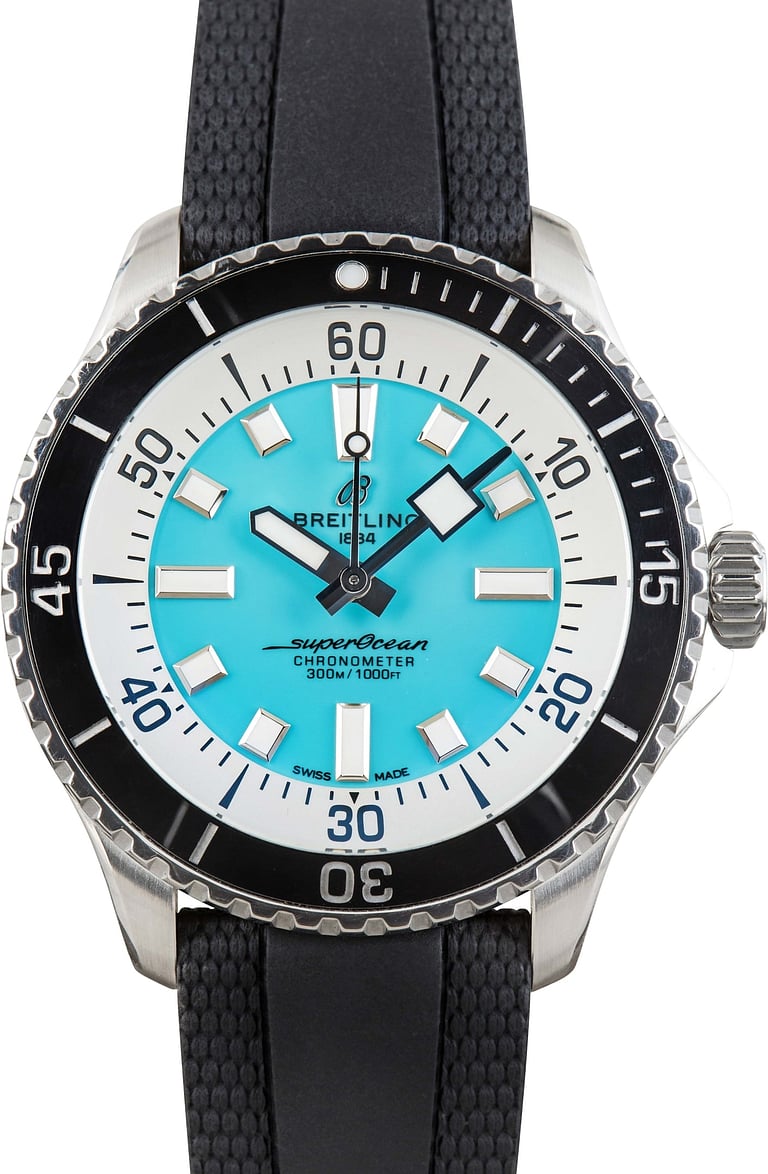 Pre-Owned Breitling Superocean Automatic 44 Turquoise Blue Dial
