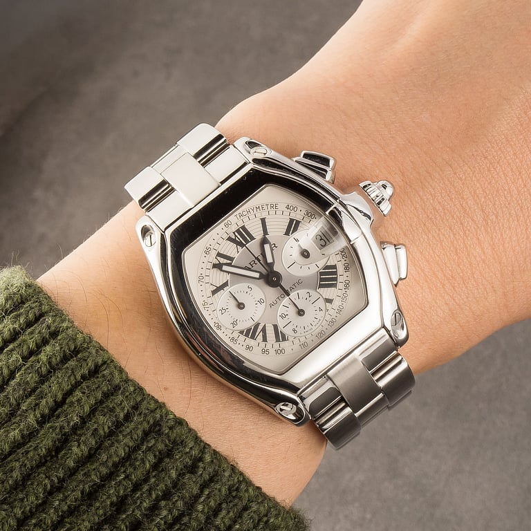Pre-Owned Cartier Roadster Chronograph W62006X6 Stainless Steel