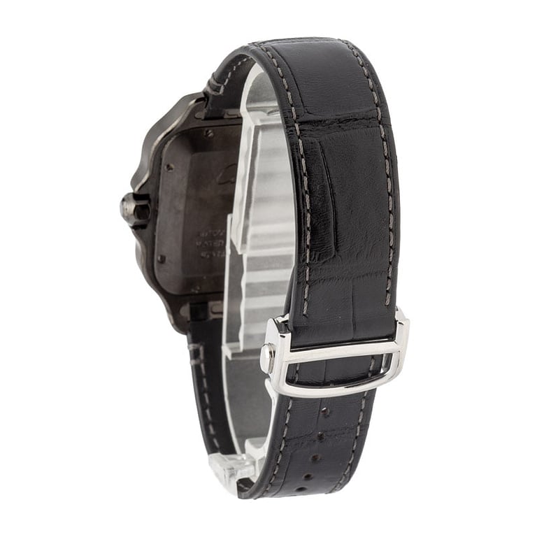 Pre-Owned Santos de Cartier WSSA0039 Large Black Steel Model