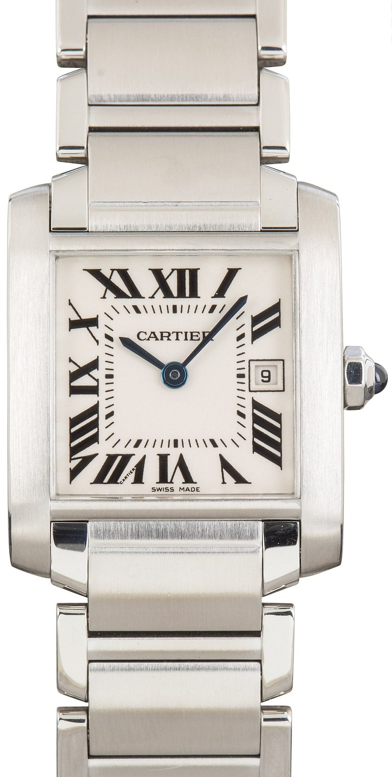 Pre-owned Cartier Tank Francaise W51011Q3 Silver Roman Dial