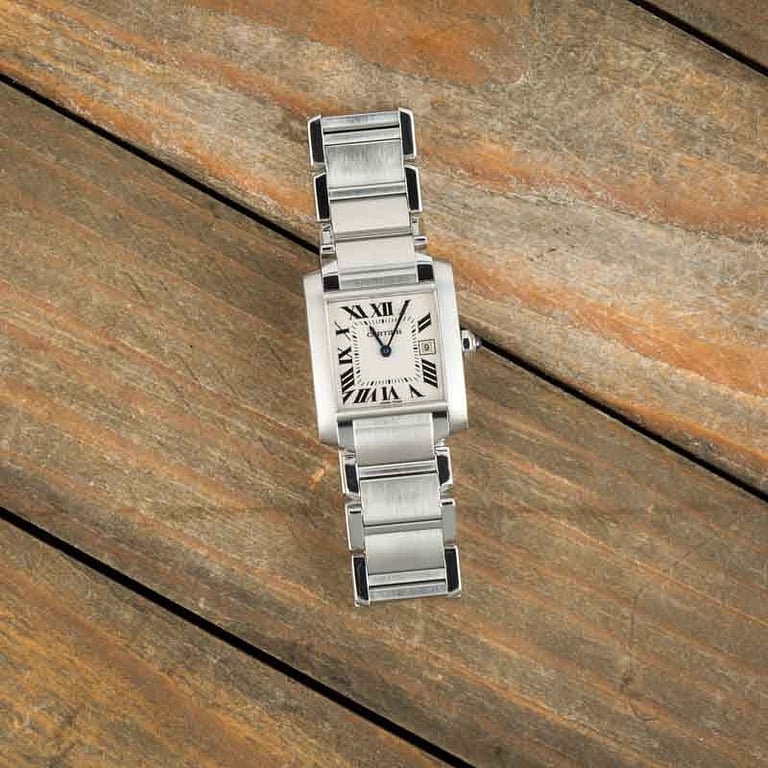 Pre-owned Cartier Tank Francaise W51011Q3 Silver Roman Dial