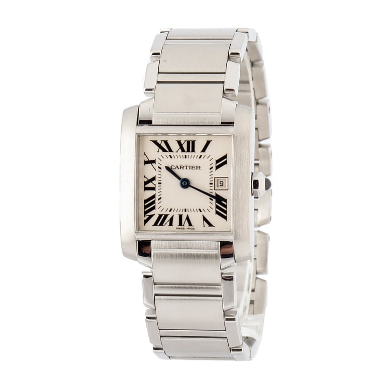 Pre-owned Cartier Tank Francaise W51011Q3 Silver Roman Dial