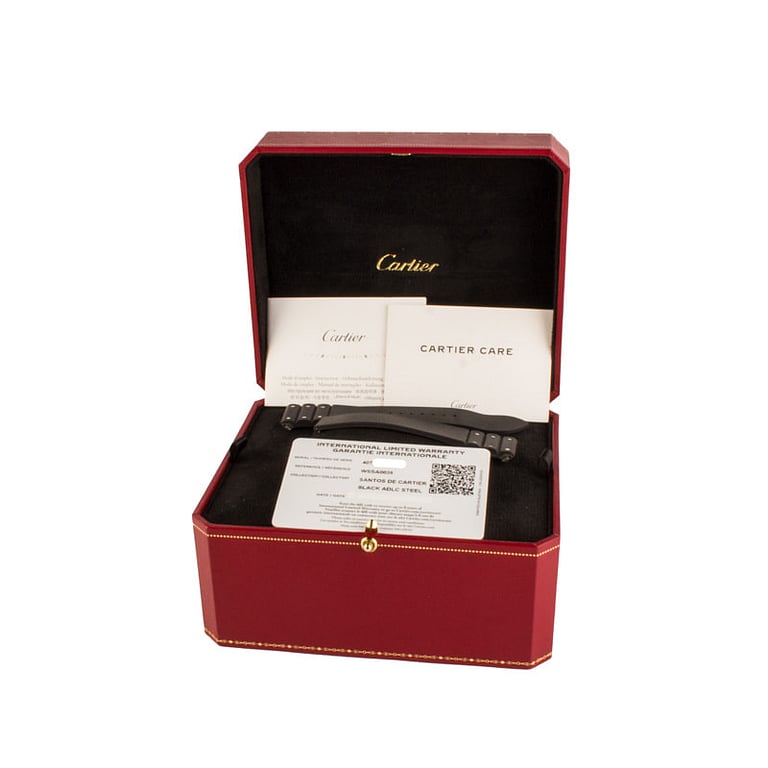 Pre-Owned Santos de Cartier WSSA0039 Large Black Steel Model
