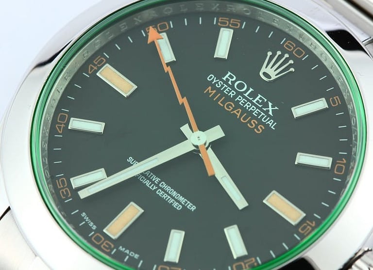 New Rolex Milgauss w/ Anniversary Green Crystal 116400GV