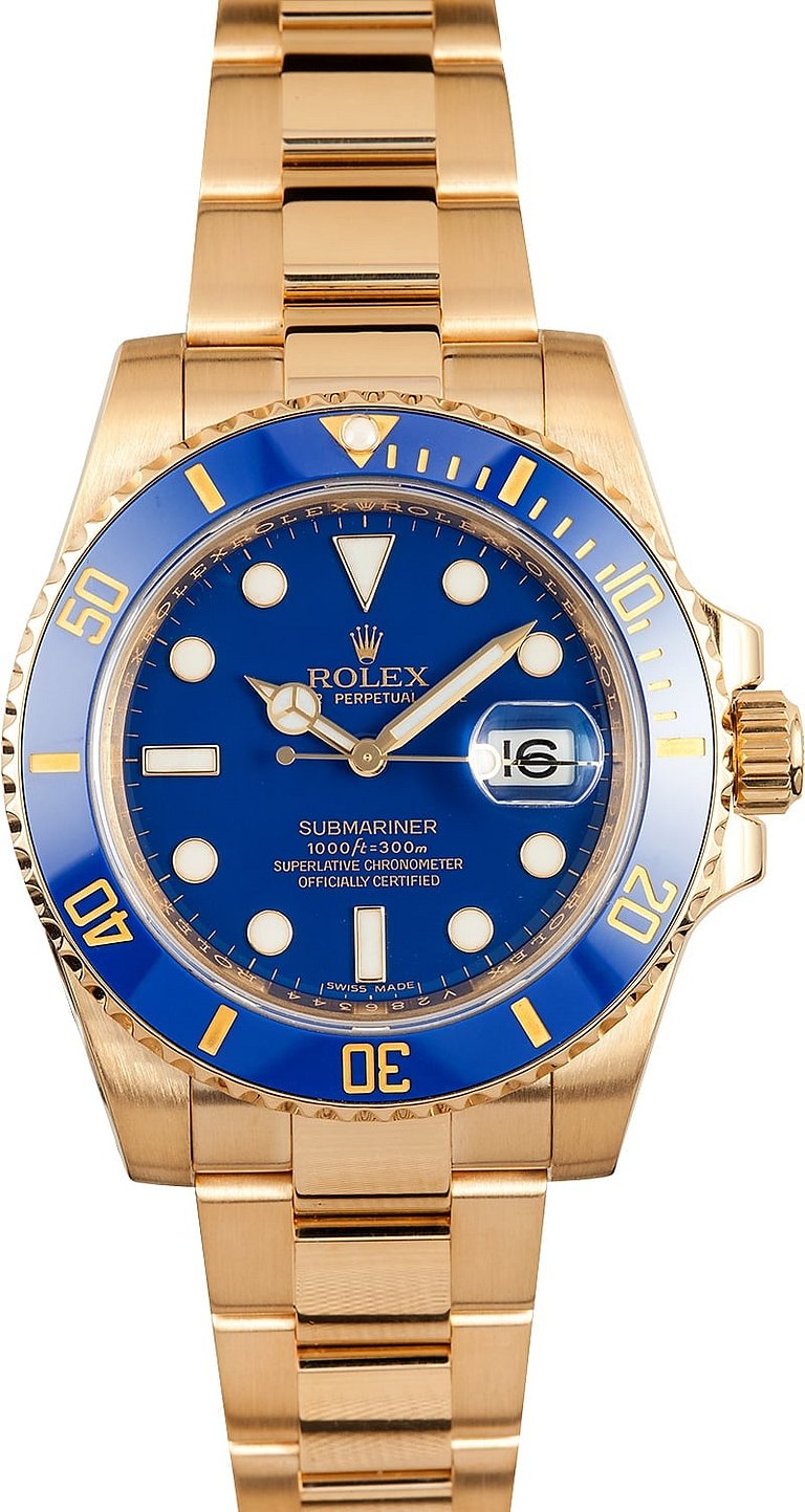 Gold Rolex Submariner 116618 Blue