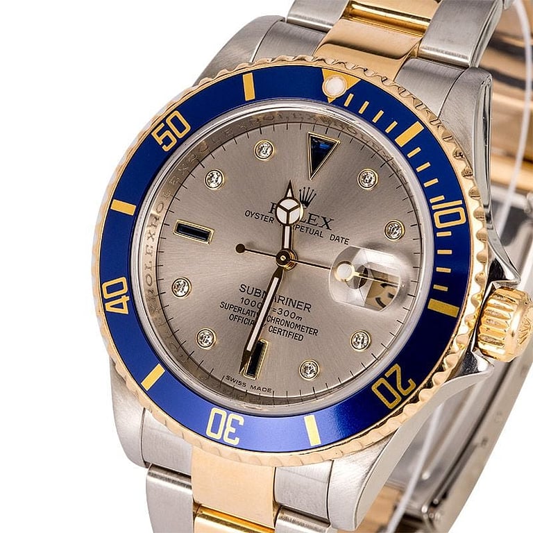 Men's Rolex Submariner 16613 Slate Serti