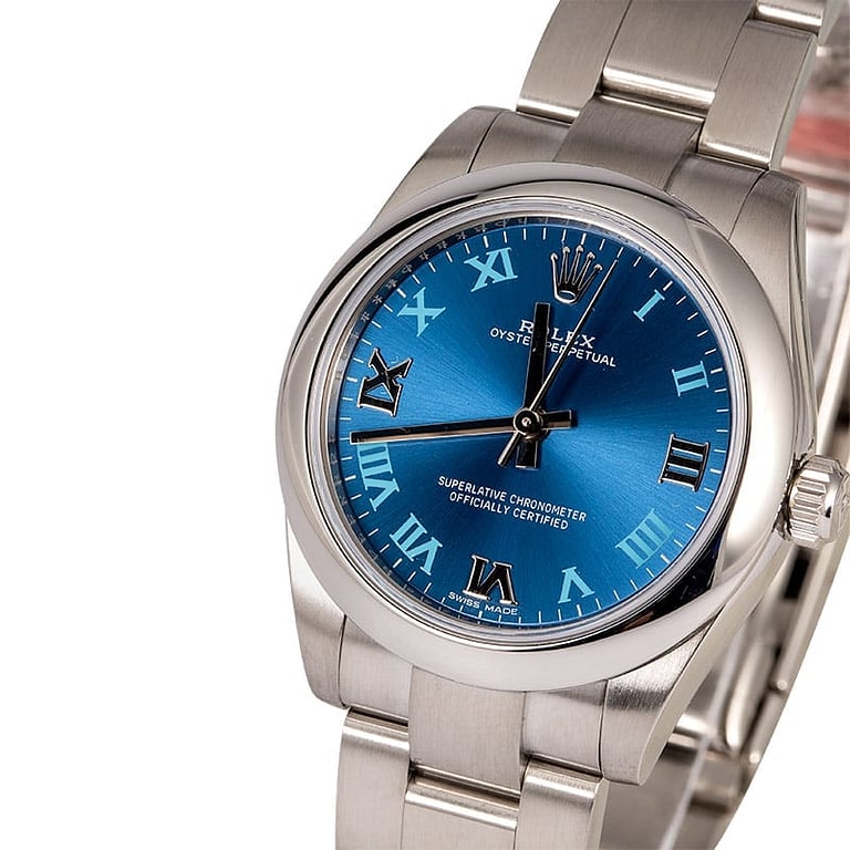 Factory Stickered Rolex Oyster Perpetual 177200 Blue Roman Dial