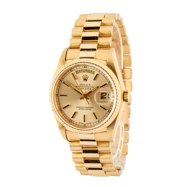Rolex Day-Date 36 Yellow Gold 18038 Silver Dial