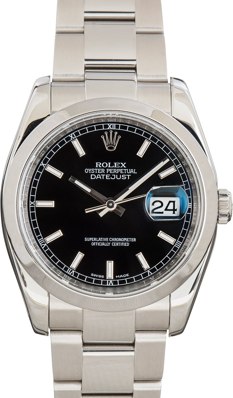 Pre-Owned Rolex Datejust 36 Black Dial 116200