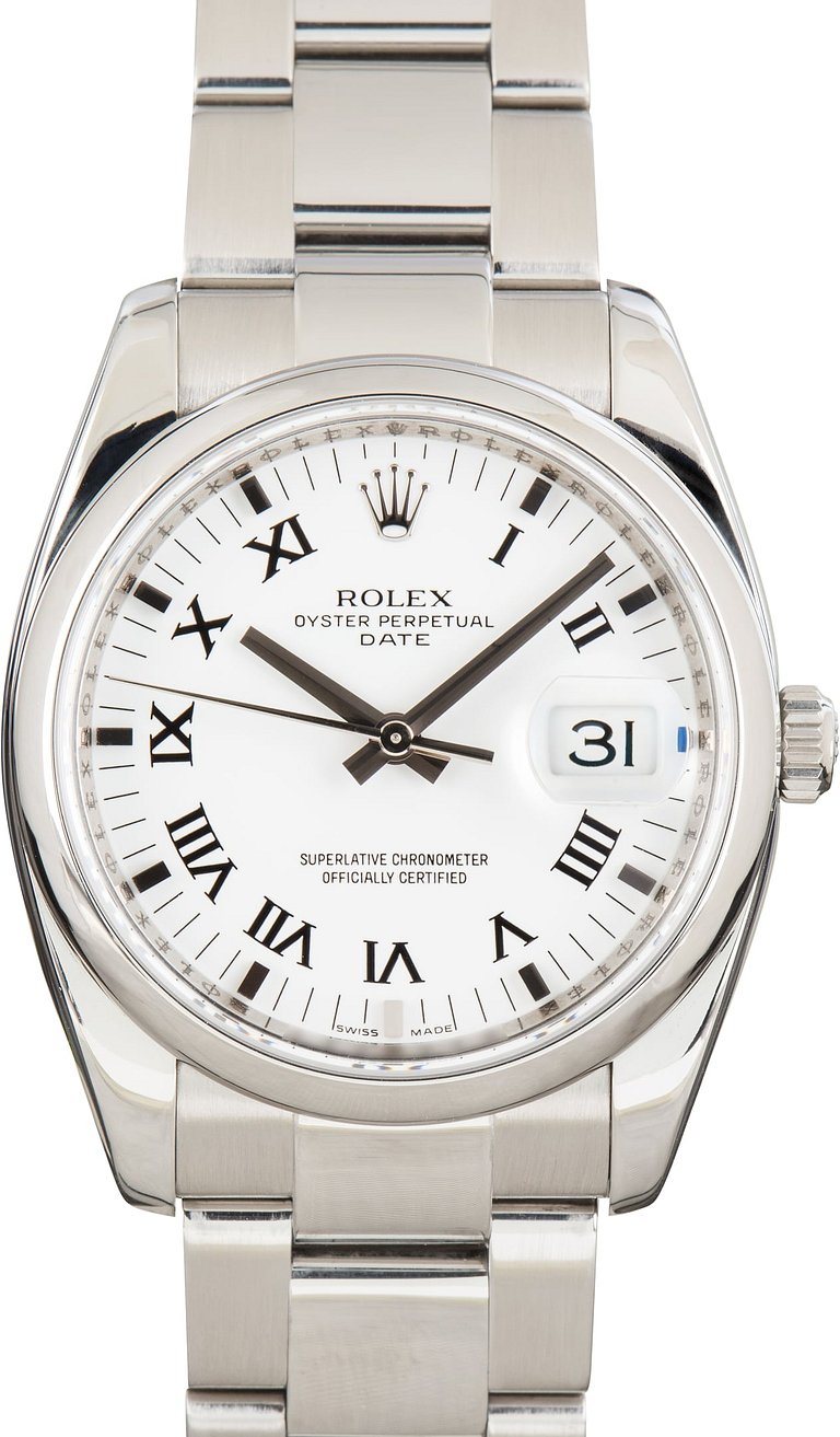 Pre-Owned Rolex Date 115200 White Roman Dial