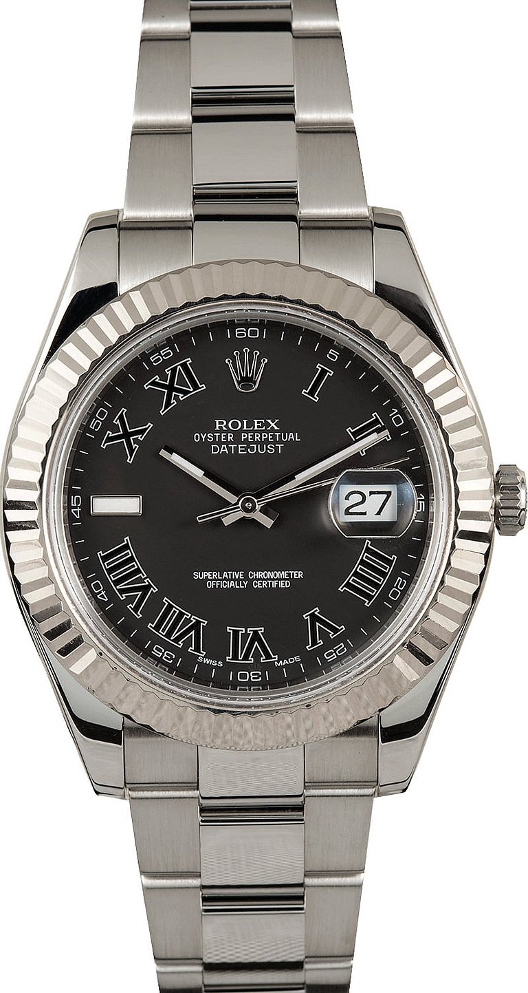 Rolex Datejust II 116334 Black Roman 100% Authentic