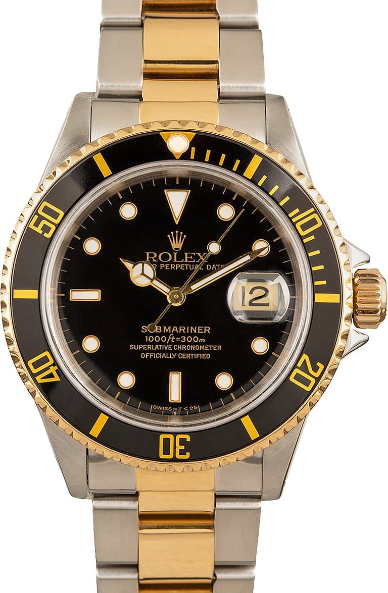 Rolex Submariner 16613 Black Dial Two Tone Bracelet Watch
