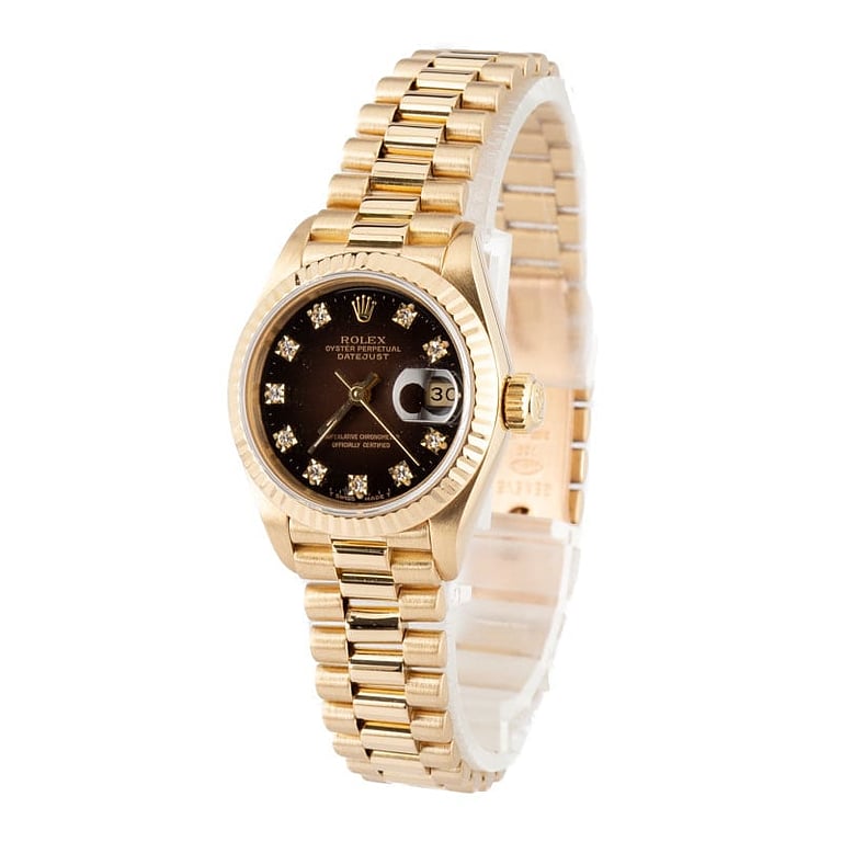 Ladies Rolex Datejust 69178 Brown Vignette Diamond Dial
