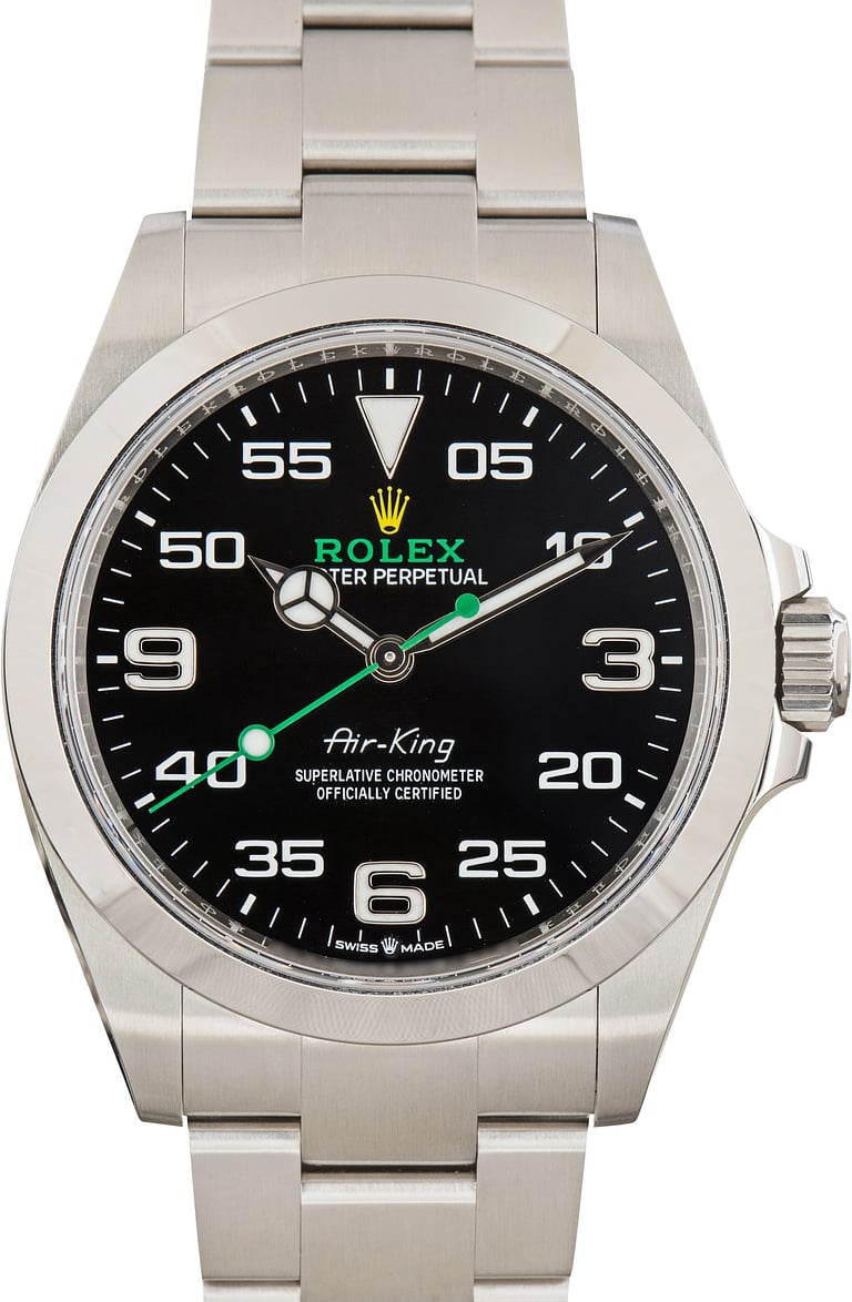 Pre-Owned Steel Rolex Air-King 126900 Black Dial