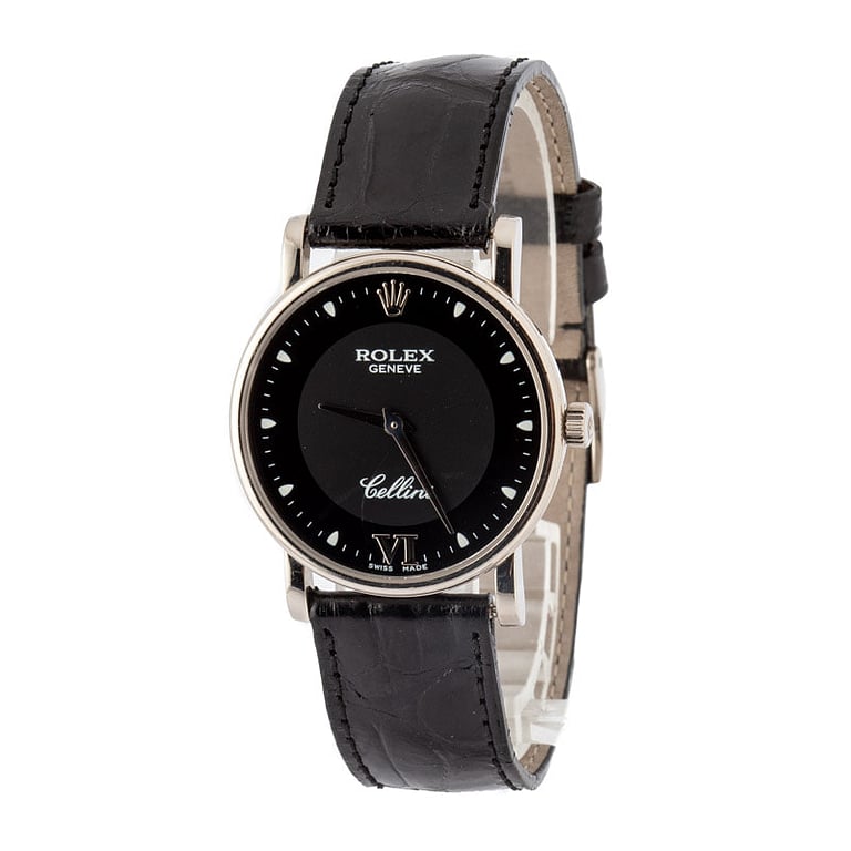 Rolex Cellini Black Dial Ref 5115 18k White Gold