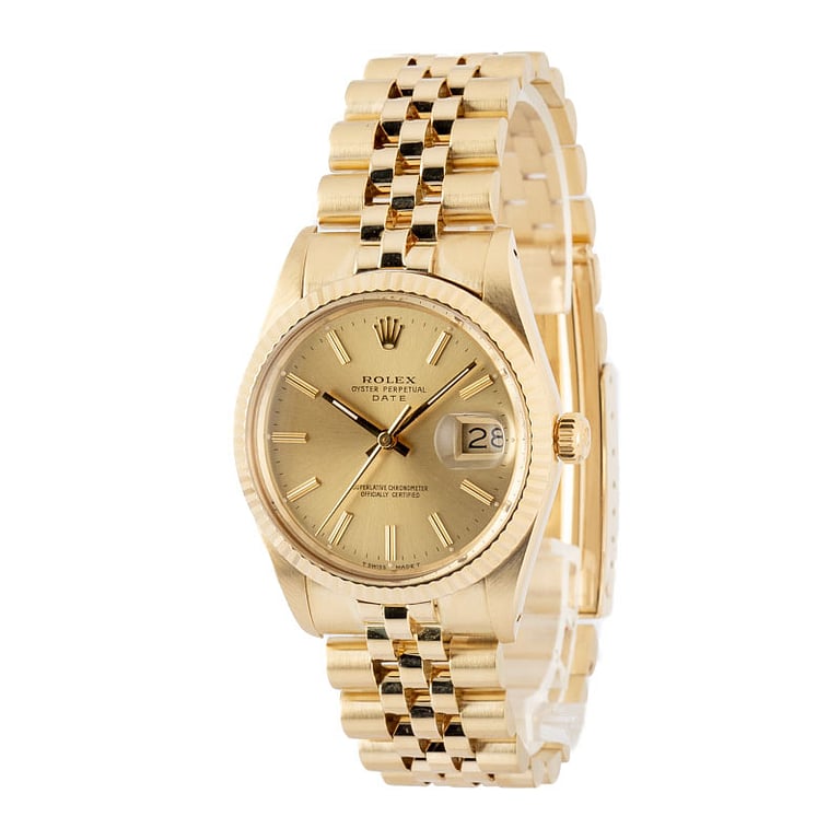 Used Rolex Date Ref 15037 Champagne Index Dial