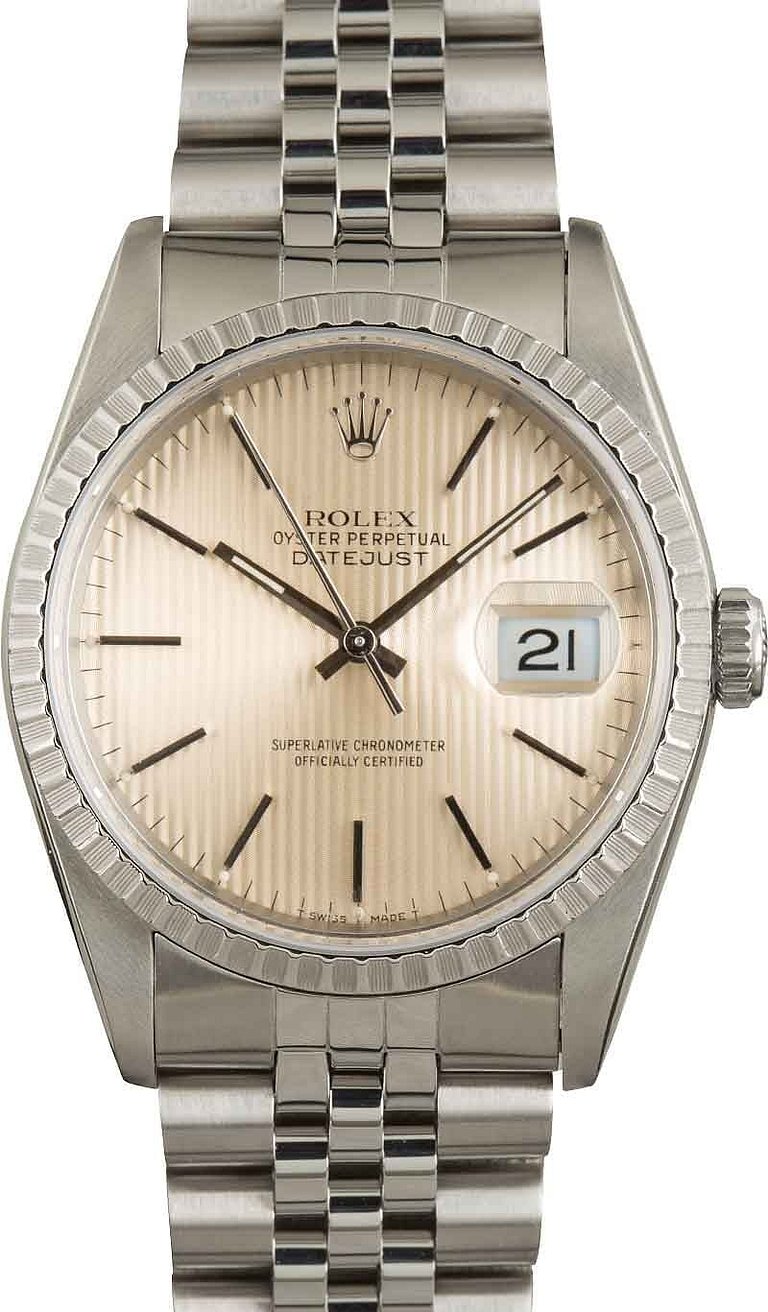 Rolex Datejust 16220 Silver Tapestry Dial