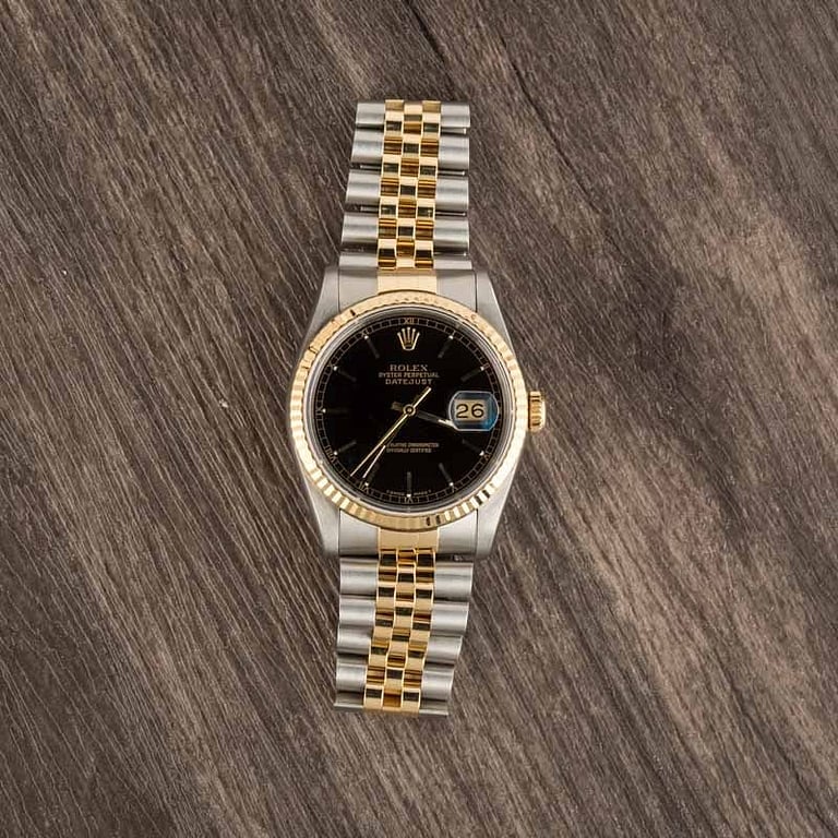Rolex Datejust Two Tone 16233 Black Dial
