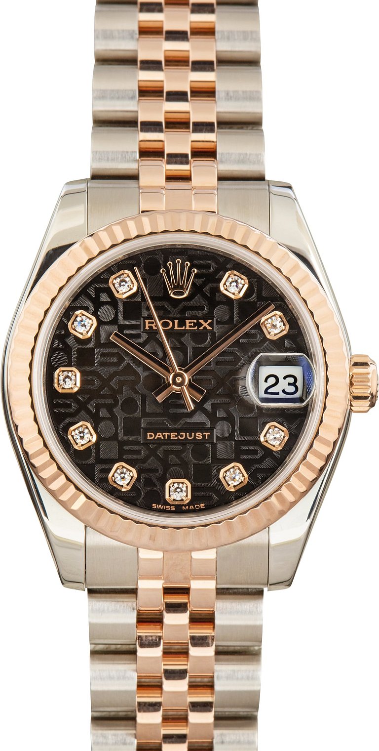 Pre-Owned Ladies Rolex Datejust 31 ref 178271 Black Diamond Dial