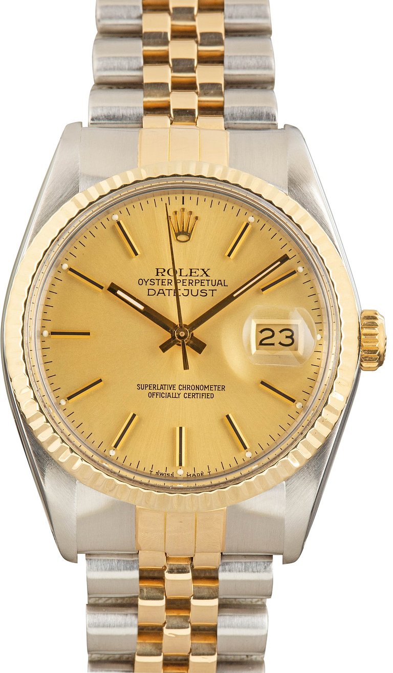 Used Rolex Datejust 36 Two Tone 16013 Champagne Dial