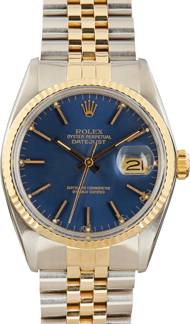 Pre-Owned Rolex Datejust 36 Ref 16013 Blue Index Dial