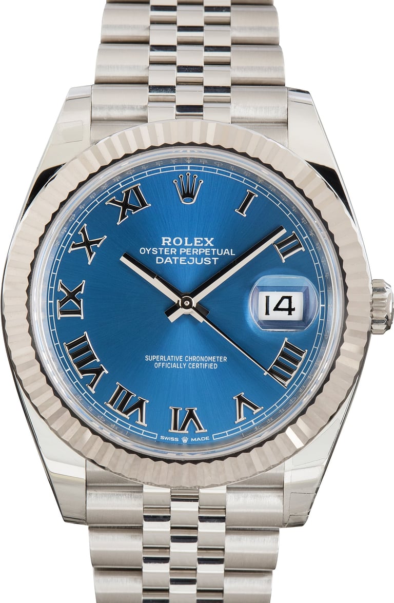 Used Blue Roman Dial Rolex Datejust 41 Ref 126334