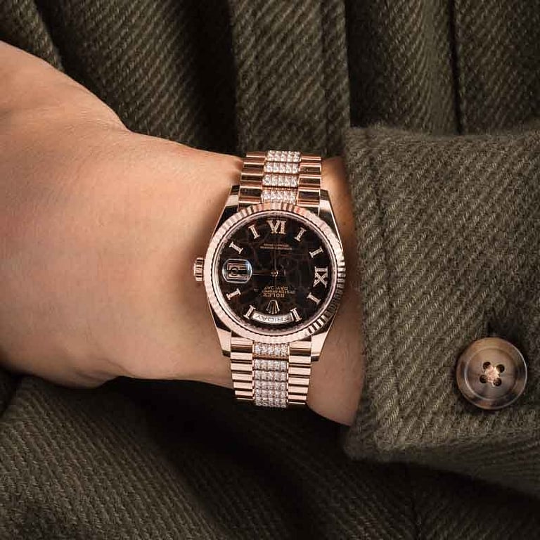 Rolex Day-Date 36 Ref 128235 Eisenkiesel Diamond Dial