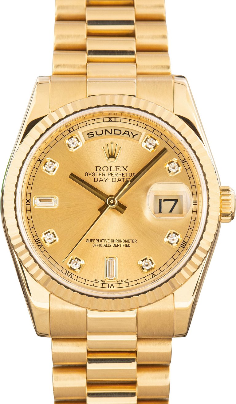 Used Rolex Day-Date 36 Yellow Gold 118238 Champagne Diamond Dial