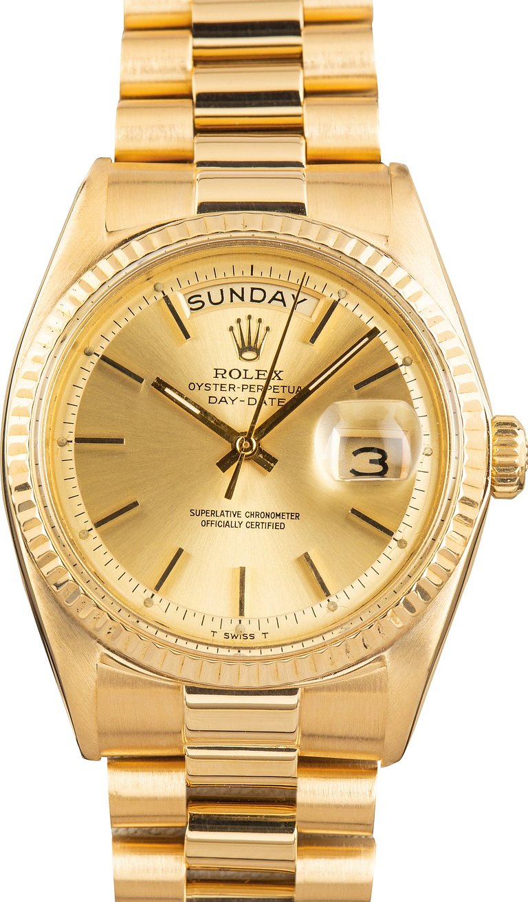 Pre-Owned Rolex Day-Date 1803 Champagne Pie Pan Dial