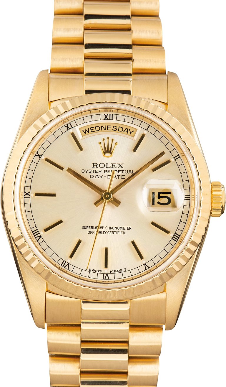 Used Rolex Day-Date 36 ref 18238 Silver Dial