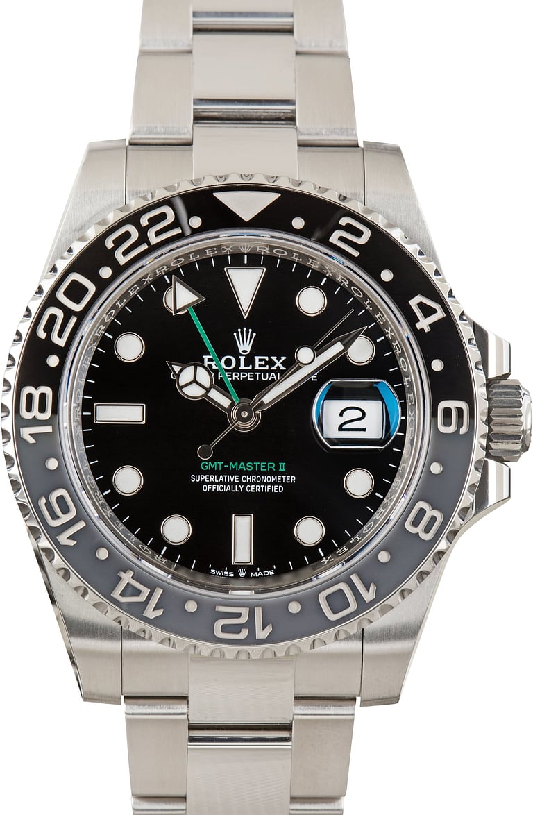 Used Steel Rolex GMT-Master II ref 126710GRNR Grey & Black Bruce Wayne
