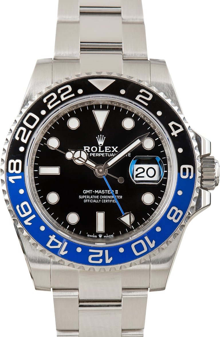 Used Batman Rolex GMT-Master II Ref 126710BLNR Black Chromalight Dial