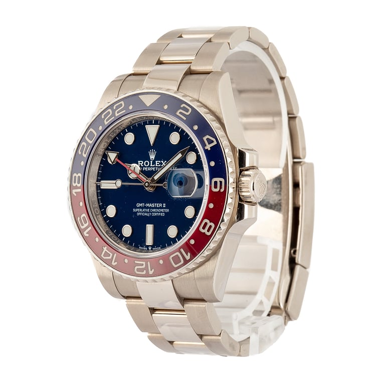 Pre-Owned 18k White Gold Rolex GMT-Master II Ref 126719BLRO Blue Dial