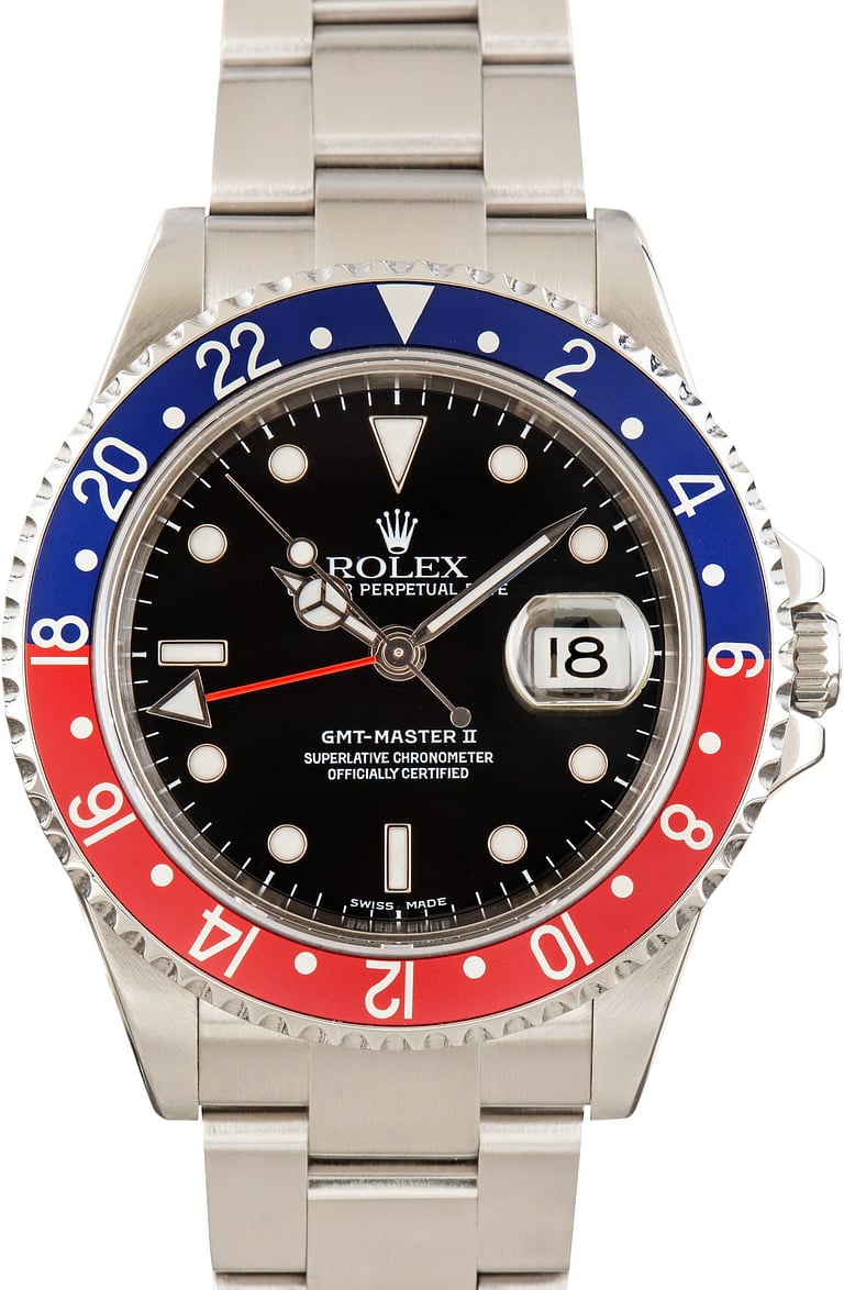 Pre-Owned Red & Blue Pepsi Rolex GMT-Master II ref 16710