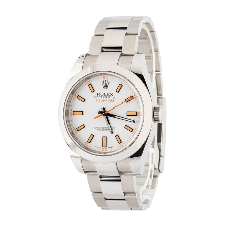 Pre-owned Rolex Milgauss Ref 116400 White