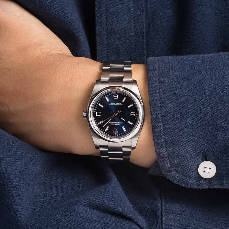 Pre-owned Rolex Oyster Perpetual Ref 116000 Blue Dial