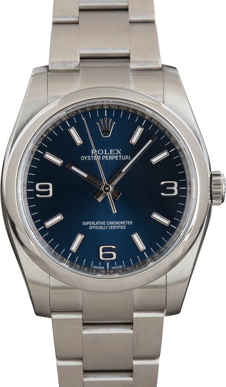 Pre-owned Rolex Oyster Perpetual Ref 116000 Blue Dial