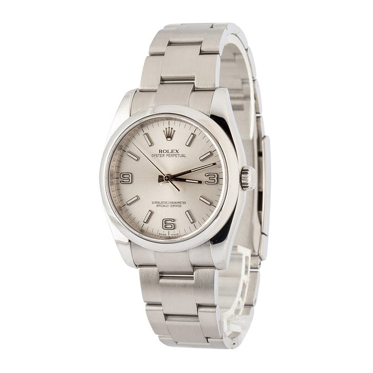 Rolex Oyster Perpetual Ref 116000 Silver Arabic Dial