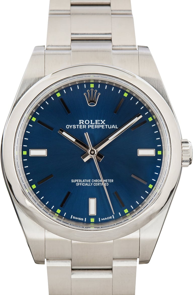 Used Blue Dial Rolex Oyster Perpetual 39 Ref 114300