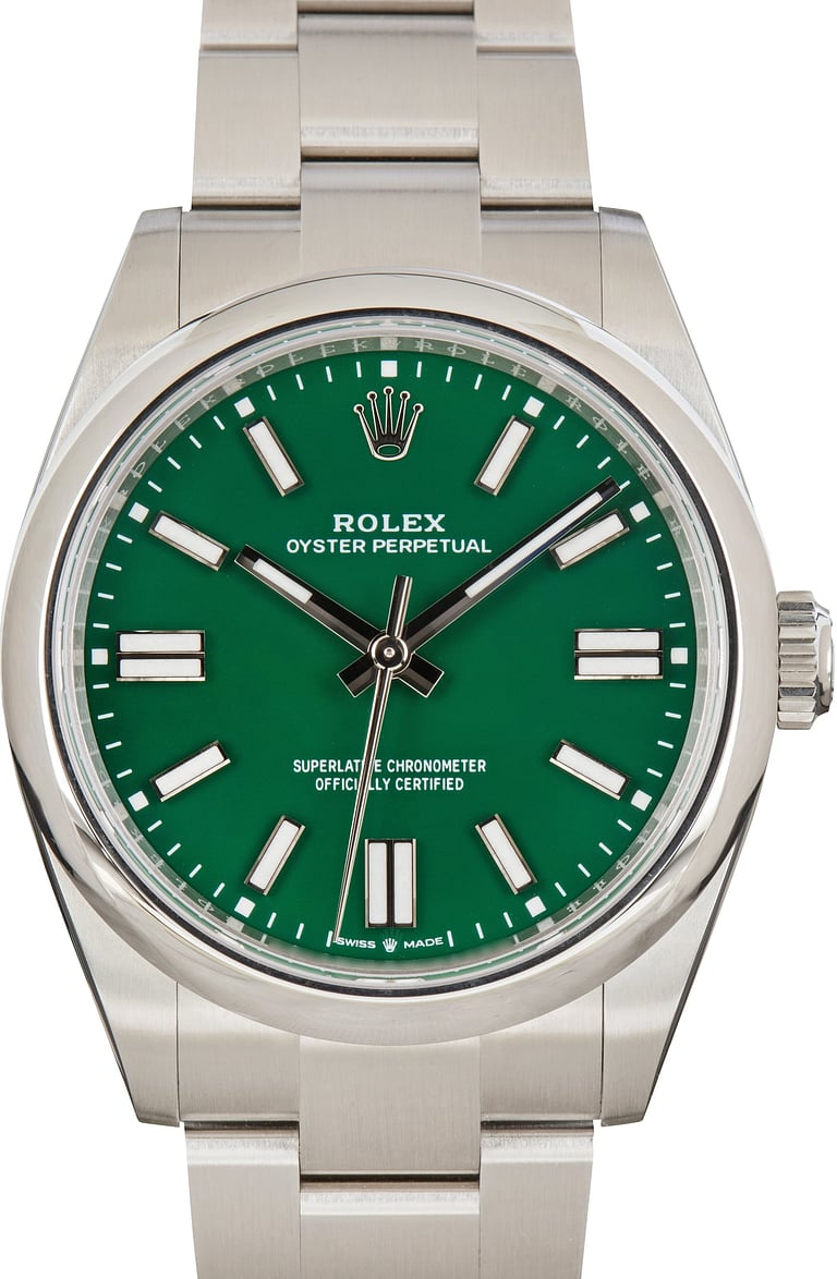 Pre-Owned Steel Rolex Oyster Perpetual 41 Ref 134300 Green Dial