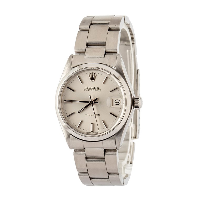 Pre-owned Rolex OysterDate 6466 Silver Dial