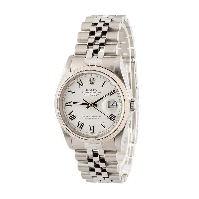 Rolex Datejust Ref 16234 White Roman Dial
