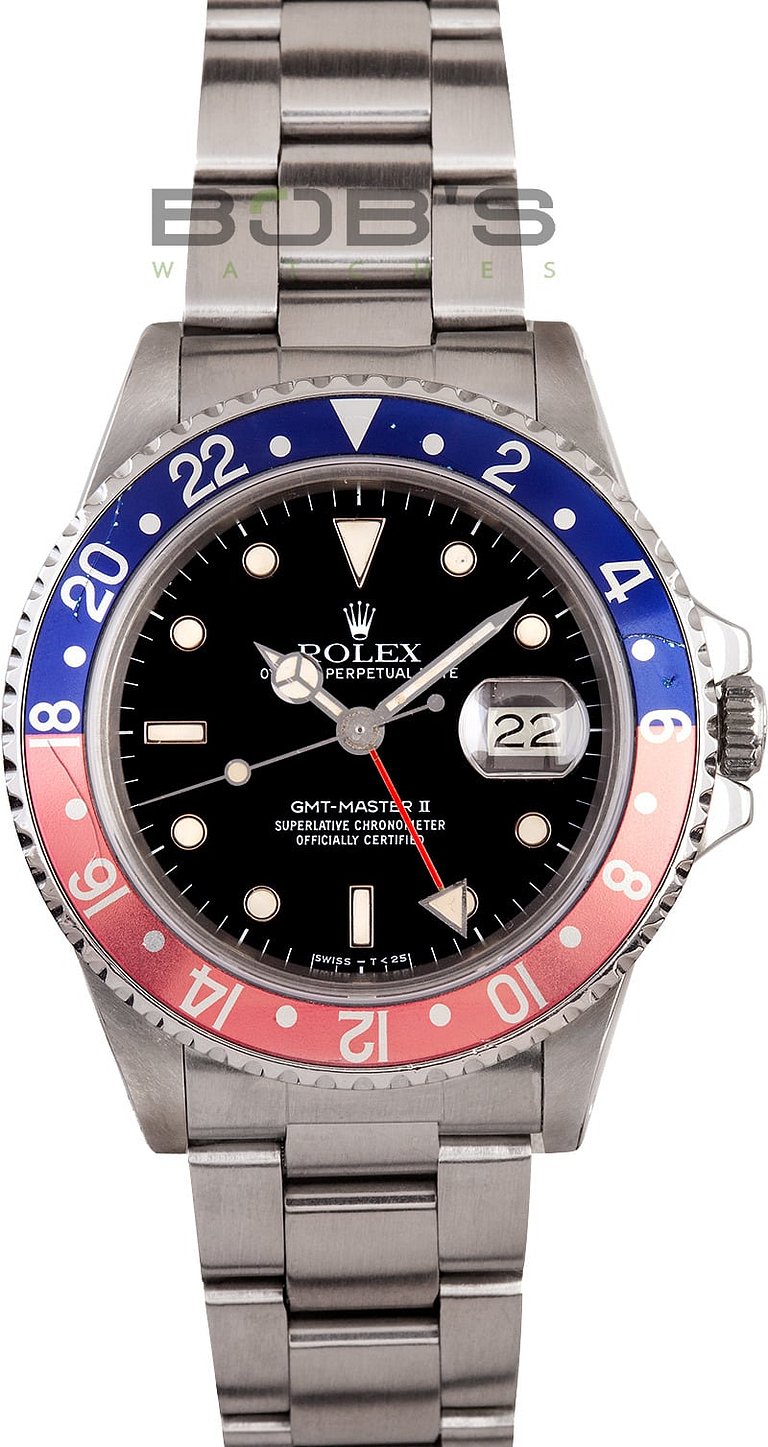 Vintage Men's Rolex GMT-Master II Pepsi Bezel Model 16760