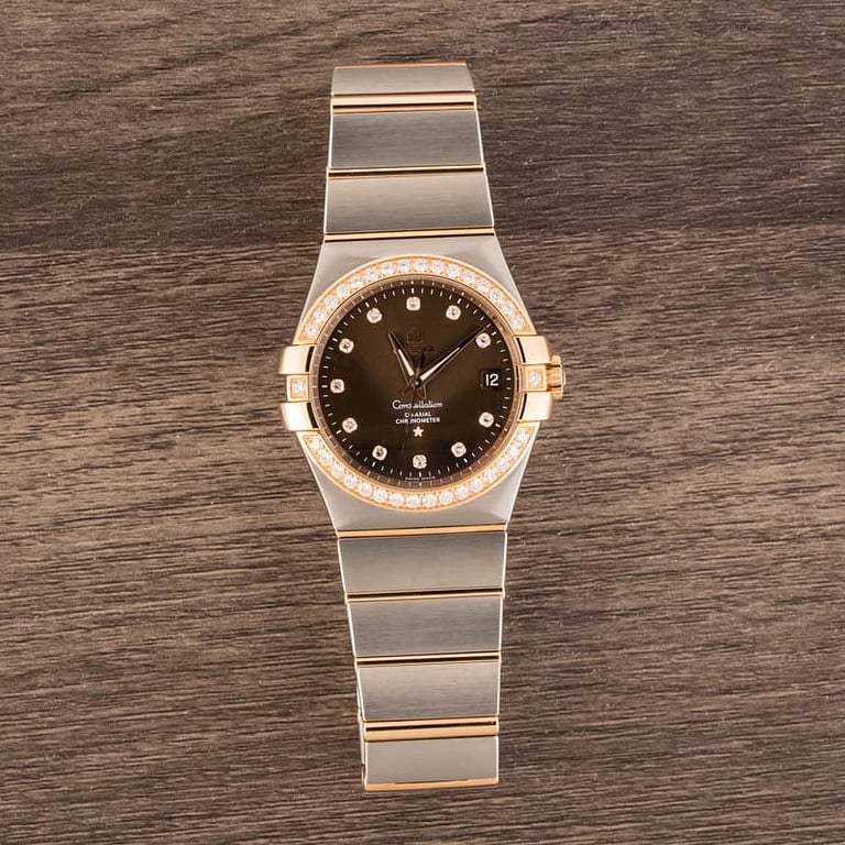 Omega Constellation Diamond Bezel & Brown Dial