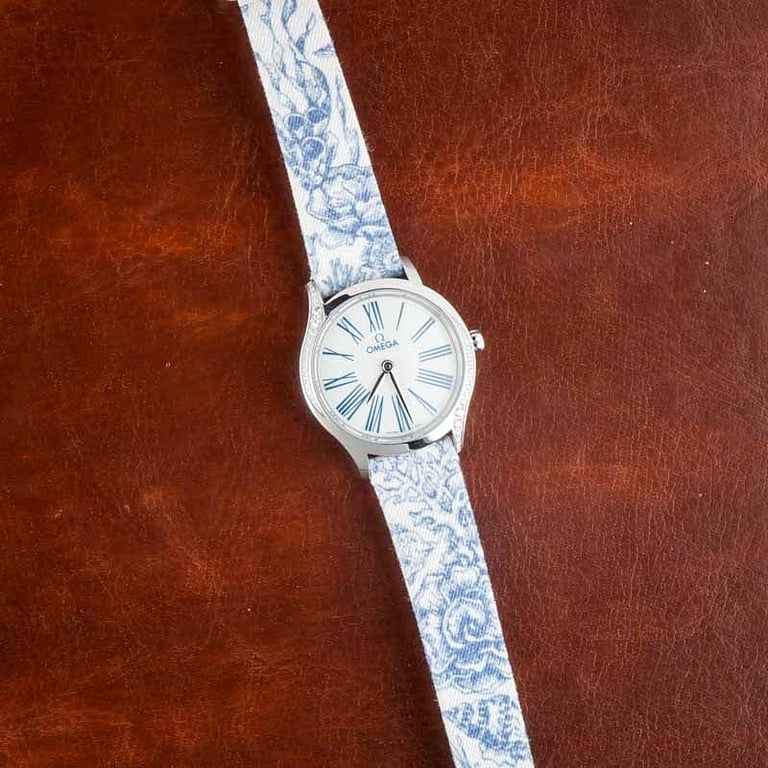 Omega De Ville Mini Tresor Steel on Blue Toile de Jouy