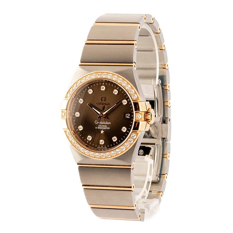 Omega Constellation Diamond Bezel & Brown Dial