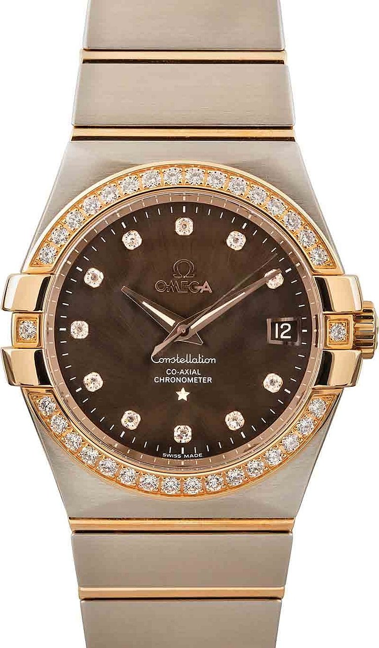 Omega Constellation Diamond Bezel & Brown Dial