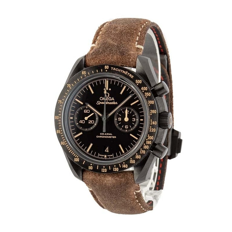 Omega Speedmaster Black Ceramic on Leather Strap