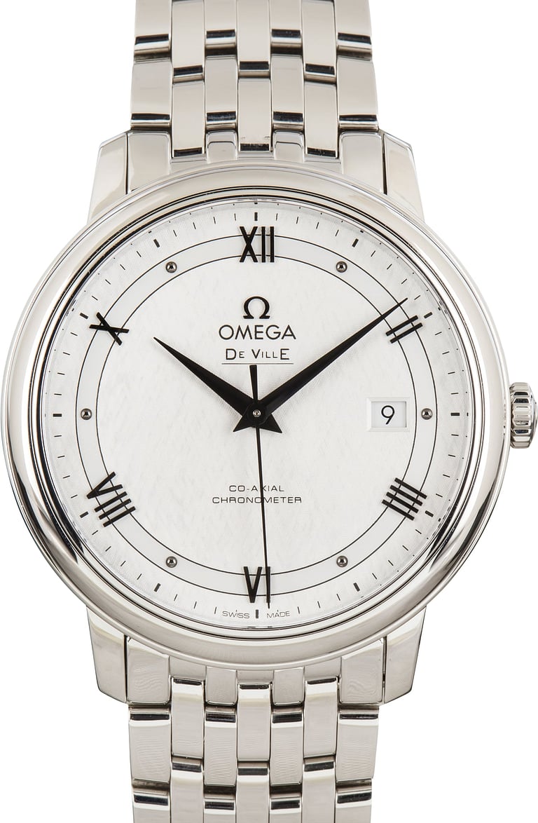 Pre-Owned Omega De Ville Prestige Silver Patterned Dial