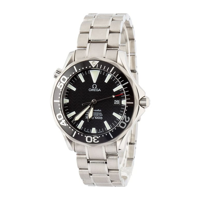 Pre-Owned Black Wave Dial Omega Seamaster